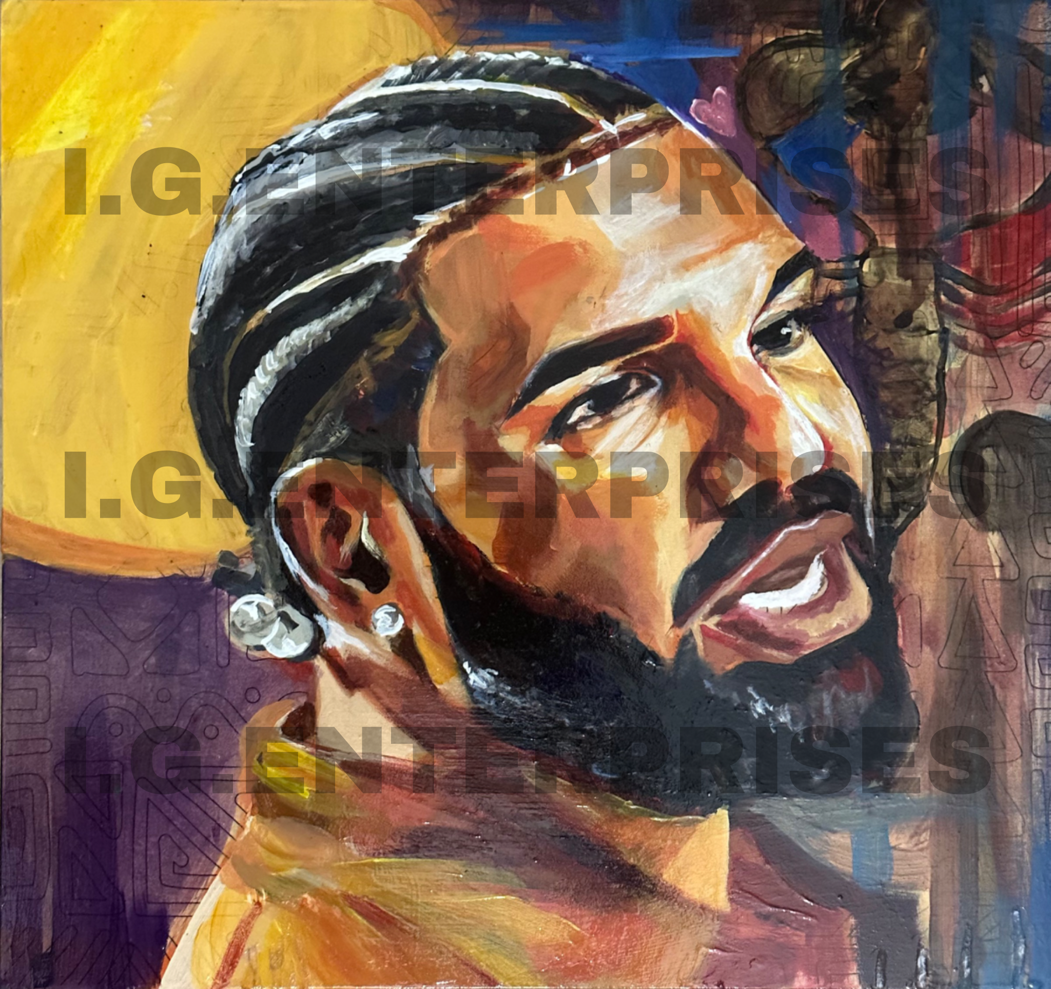 DUAL-SIDED HAND-PAINTED WOODEN ART TRUNK