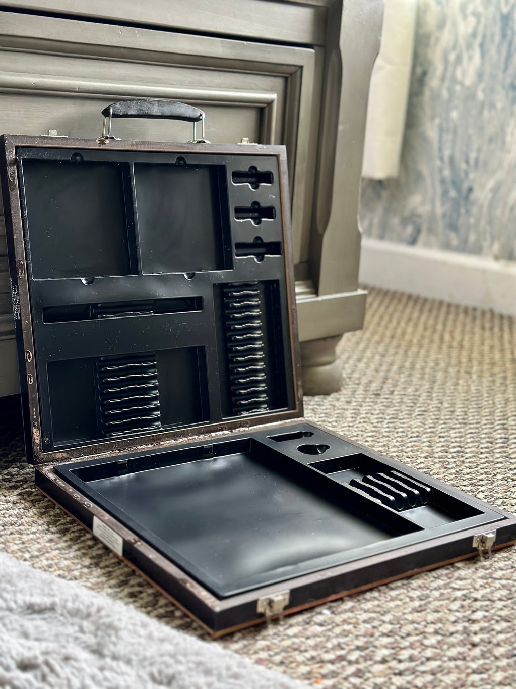 DUAL-SIDED HAND-PAINTED WOODEN ART TRUNK